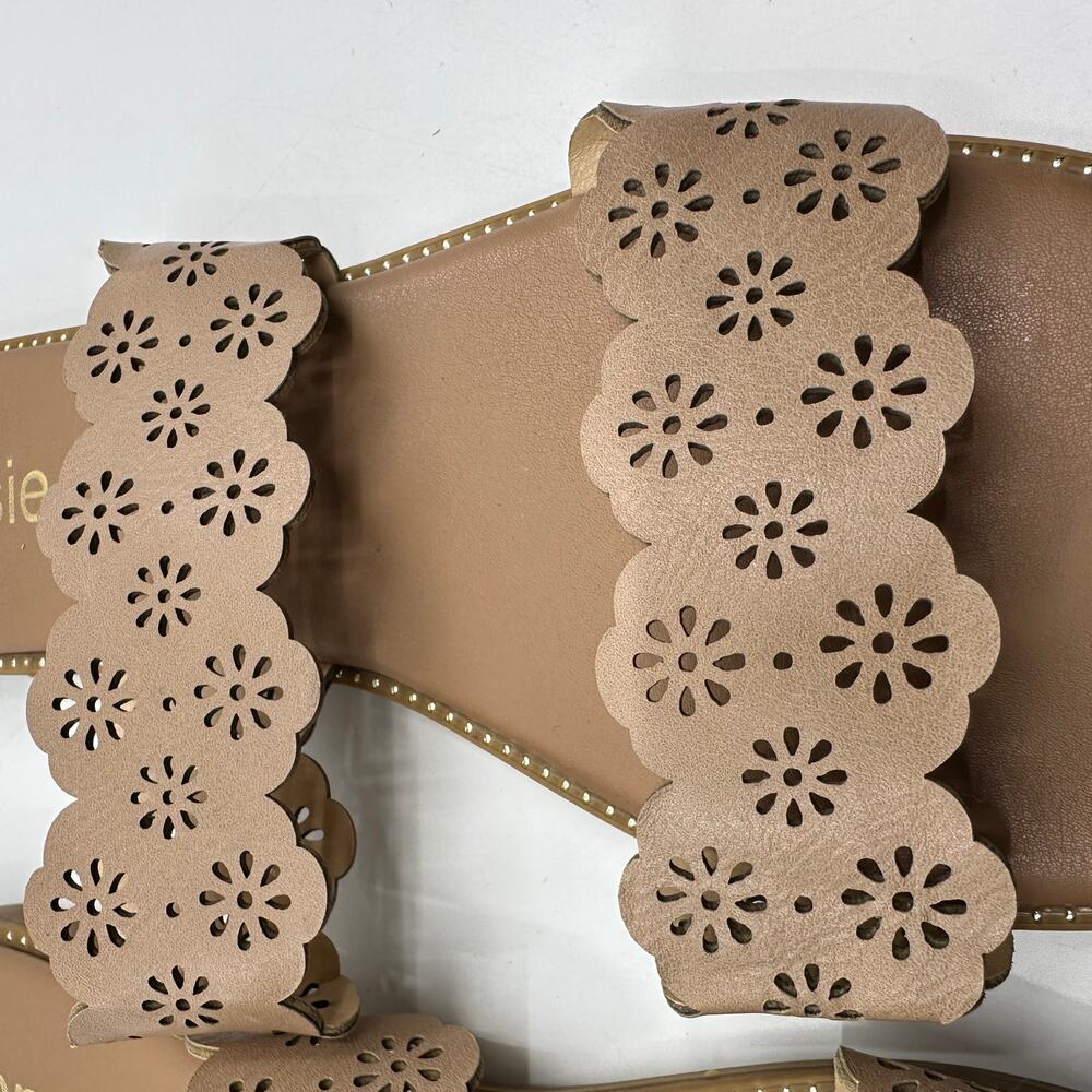 Kensie Sandals Floral Laser Cutout WMNS 9.5 Tan Slide On Boho Coastal Casual - Picture 10 of 10